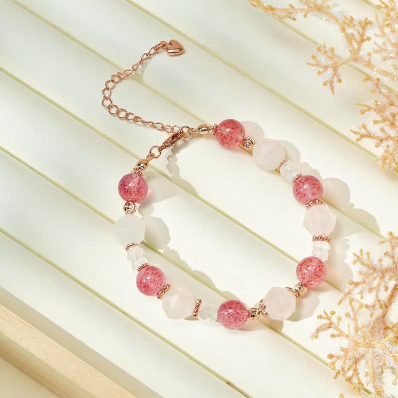 草莓晶 粉晶 水晶手鏈/招桃花 吸引人緣 愛情能量