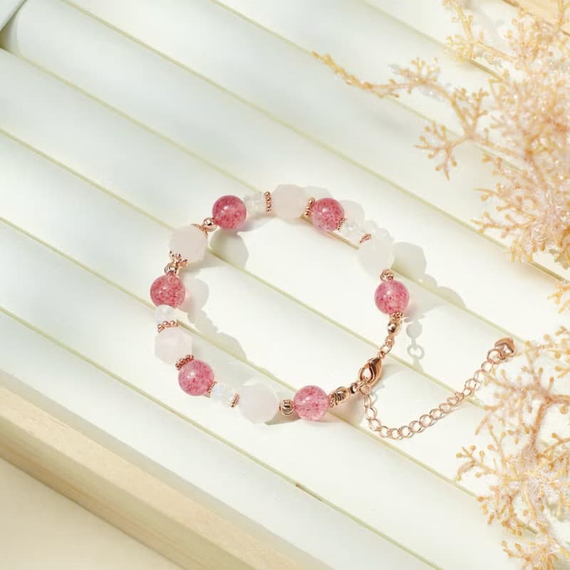 草莓晶 粉晶 水晶手鏈/招桃花 吸引人緣 愛情能量