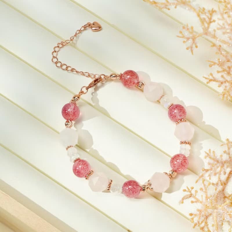 草莓晶 粉晶 水晶手鏈/招桃花 吸引人緣 愛情能量
