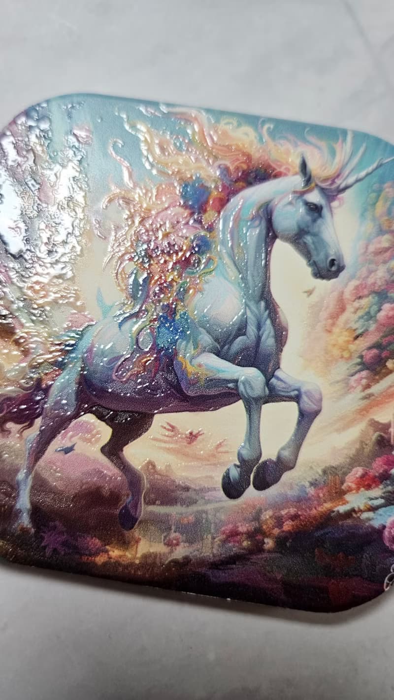 繽紛獨角獸-晶雕陶瓷吸水杯墊