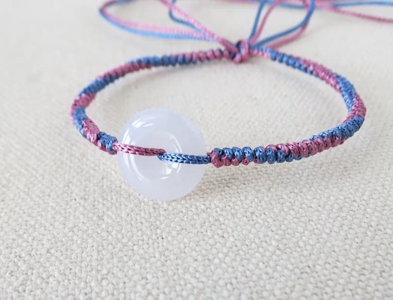 本命年【歲歲平安】平安扣翡翠絲光編織手鍊*SS26*招財、保平安