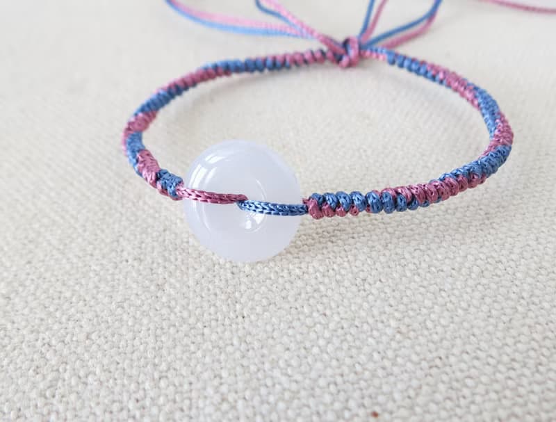 本命年【歲歲平安】平安扣翡翠絲光編織手鍊*SS26*招財、保平安