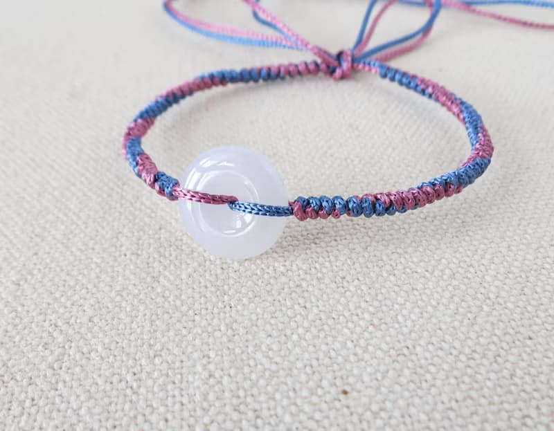 本命年【歲歲平安】平安扣翡翠絲光編織手鍊*SS26*招財、保平安