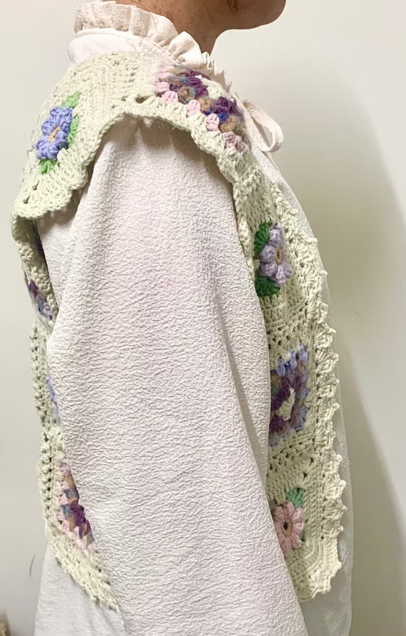 春和-小雛菊祖母格編織背心 復古祖母格馬甲 Granny Square Crop