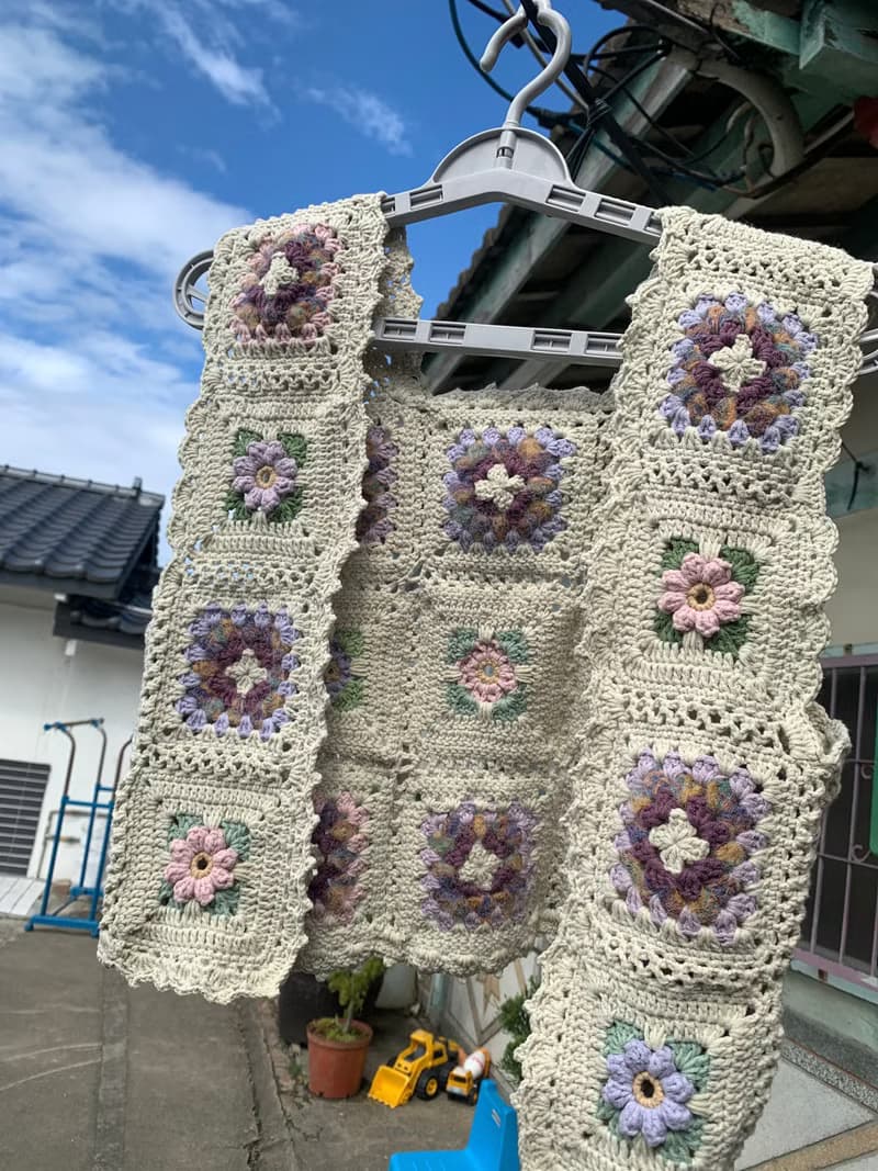 春和-小雛菊祖母格編織背心 復古祖母格馬甲 Granny Square Crop