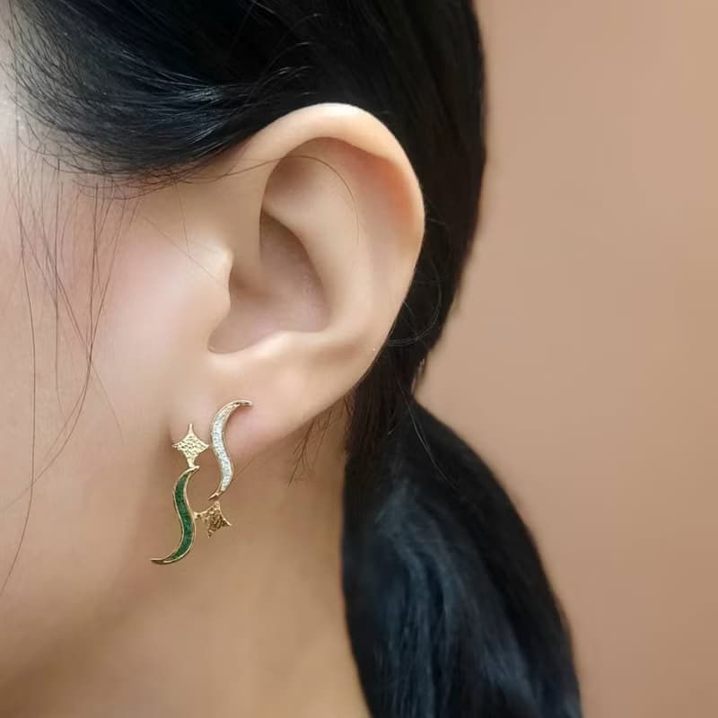 波光粼粼星河燦爛不對稱設計耳飾 | 設計師永續VitalitéJewelry