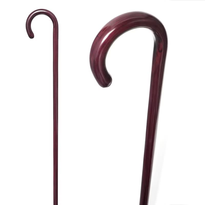 パープルハート大曲ステッキ　天然木製一本杖