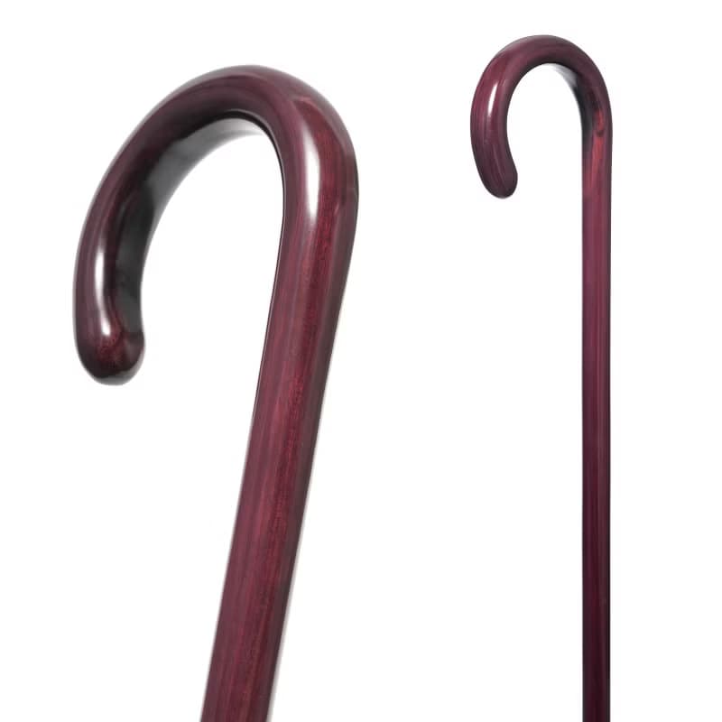 パープルハート大曲ステッキ　天然木製一本杖