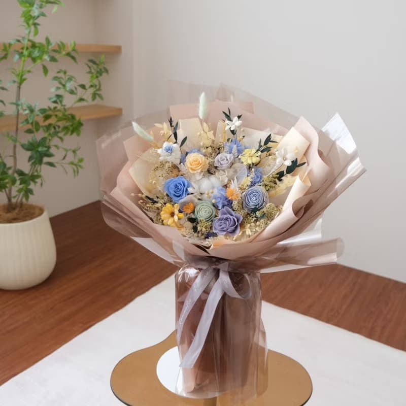 繽紛花園 落日映海 永生特大花束