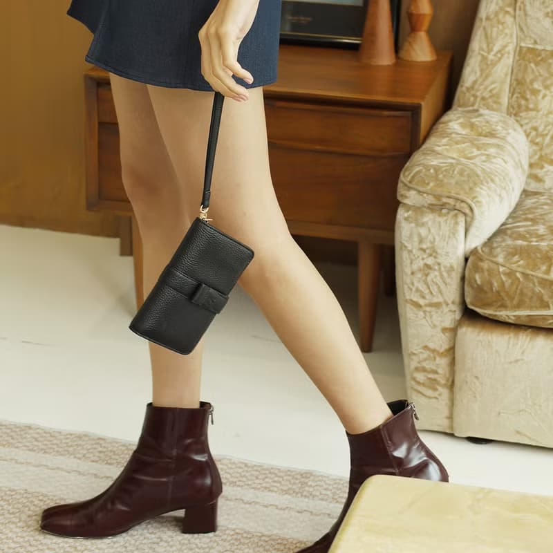 Iris (black) : Medium wallet, Leather wallet, folded wallet