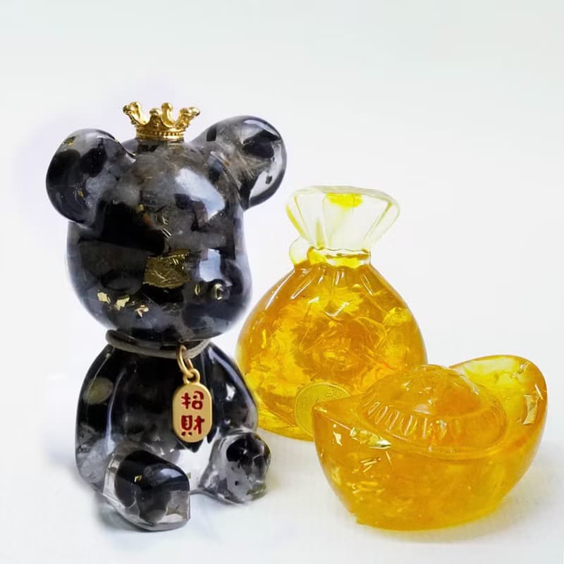 【Hourrae荷萊】招財好運晶熊 水晶擺件 錢袋元寶組合