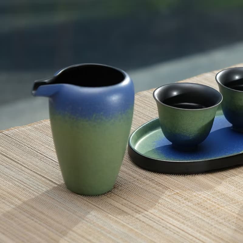 北京故宮博物院千裡江山茶具功夫套裝 青綠釉