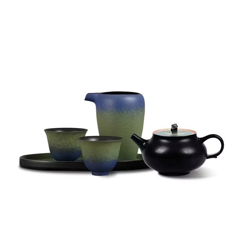 北京故宮博物院千裡江山茶具功夫套裝 青綠釉