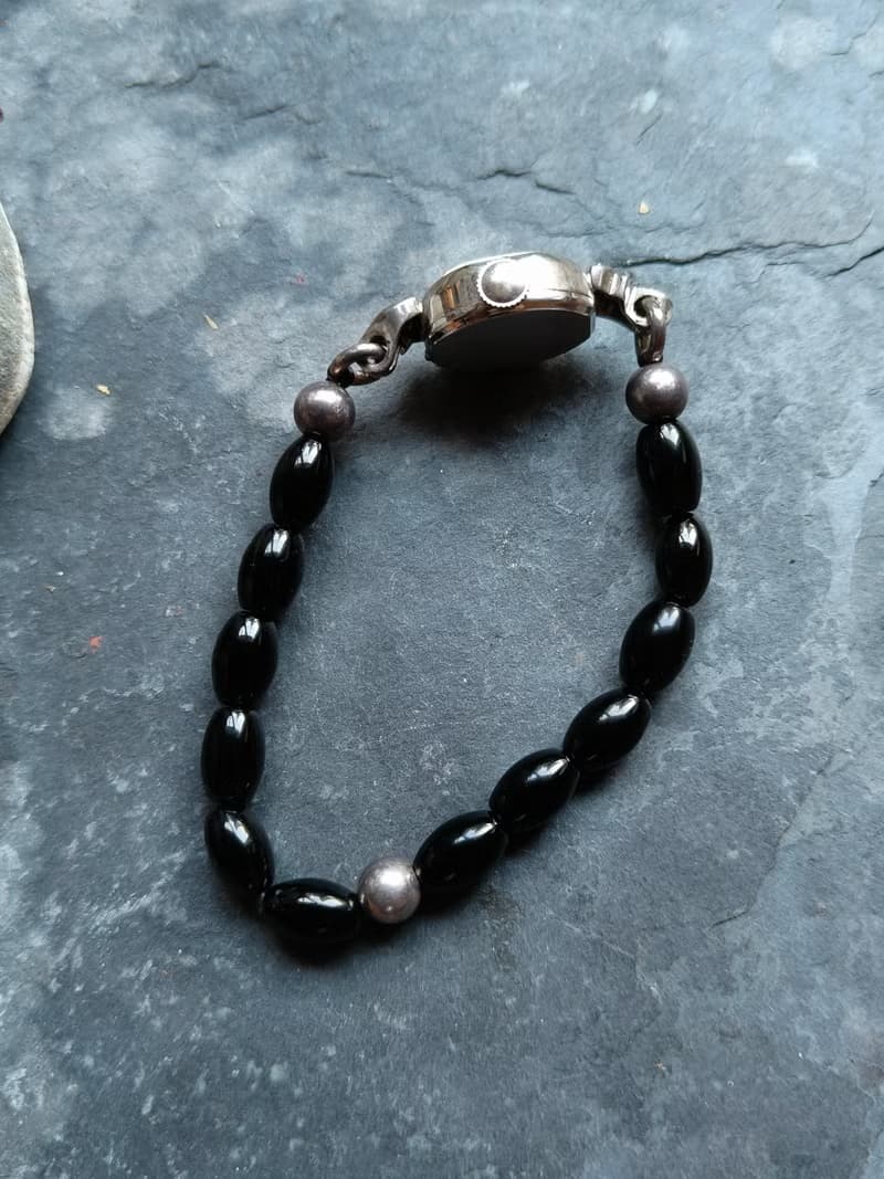 稀有Elgin 串珠帶銀珠 10k包金 真鑽古董錶 機械手上鍊錶