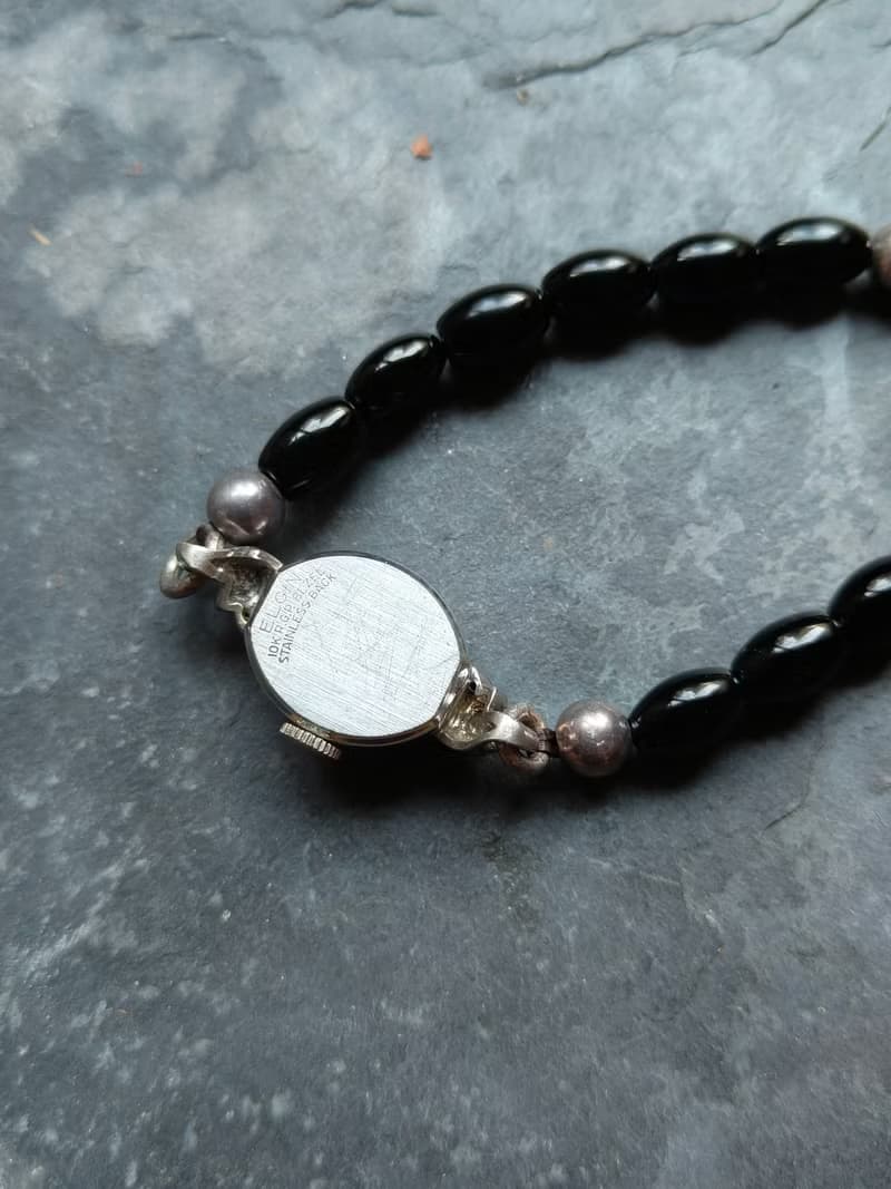 稀有Elgin 串珠帶銀珠 10k包金 真鑽古董錶 機械手上鍊錶