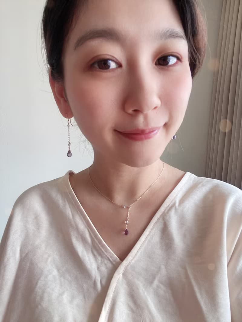 赫基蒙水晶 紫水晶長耳環│14KGF 淨化能量石 財富 可改耳夾