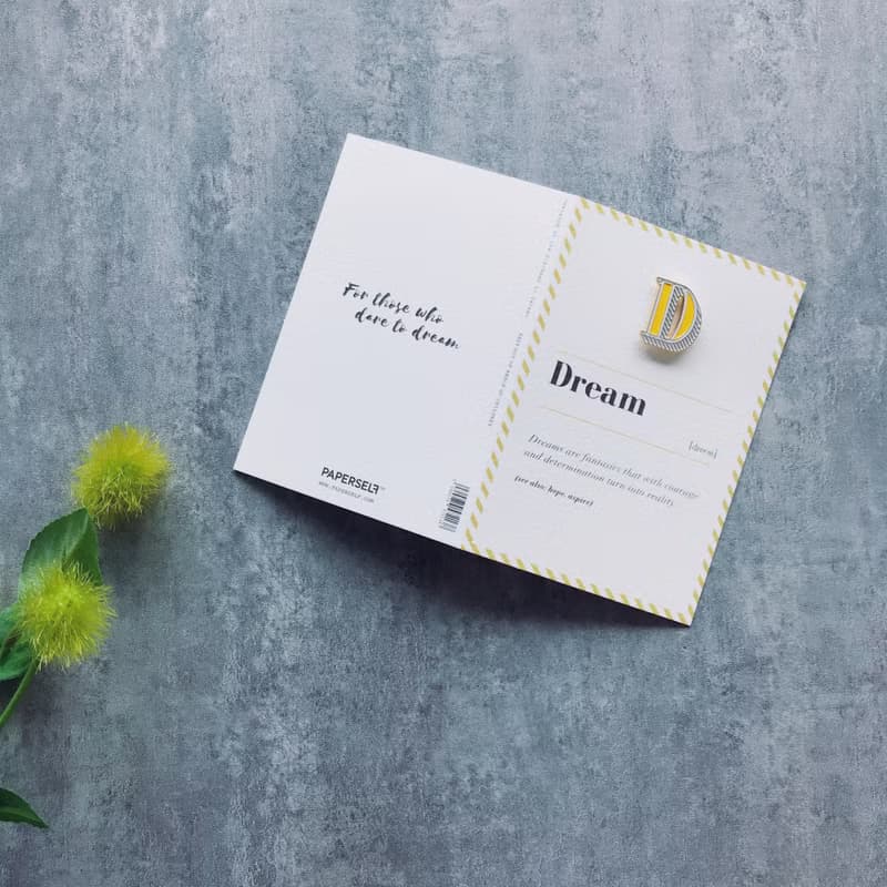 D / Dream -琺瑯徽章卡－附信封 開學季 情人卡 萬用字母卡