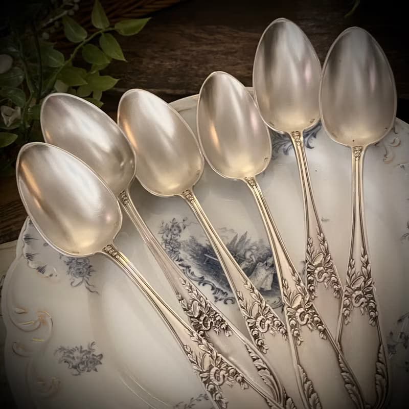 法國SFAM路易十六風格 訂製款 高浮雕銅鍍銀餐叉/湯匙組