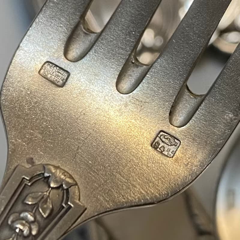 法國SFAM路易十六風格 訂製款 高浮雕銅鍍銀餐叉/湯匙組