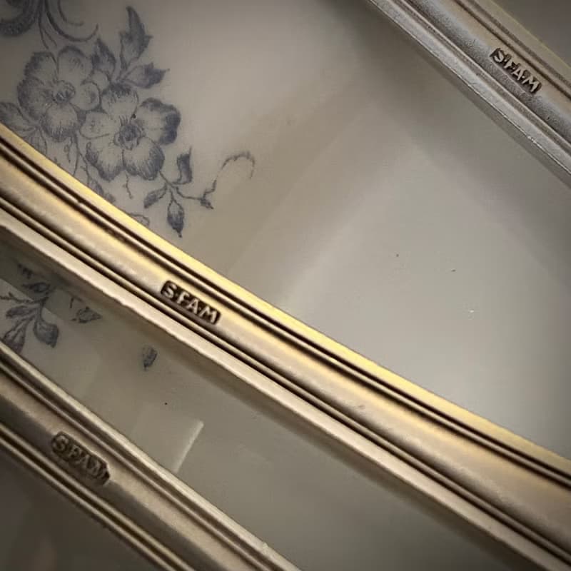 法國SFAM路易十六風格 訂製款 高浮雕銅鍍銀餐叉/湯匙組