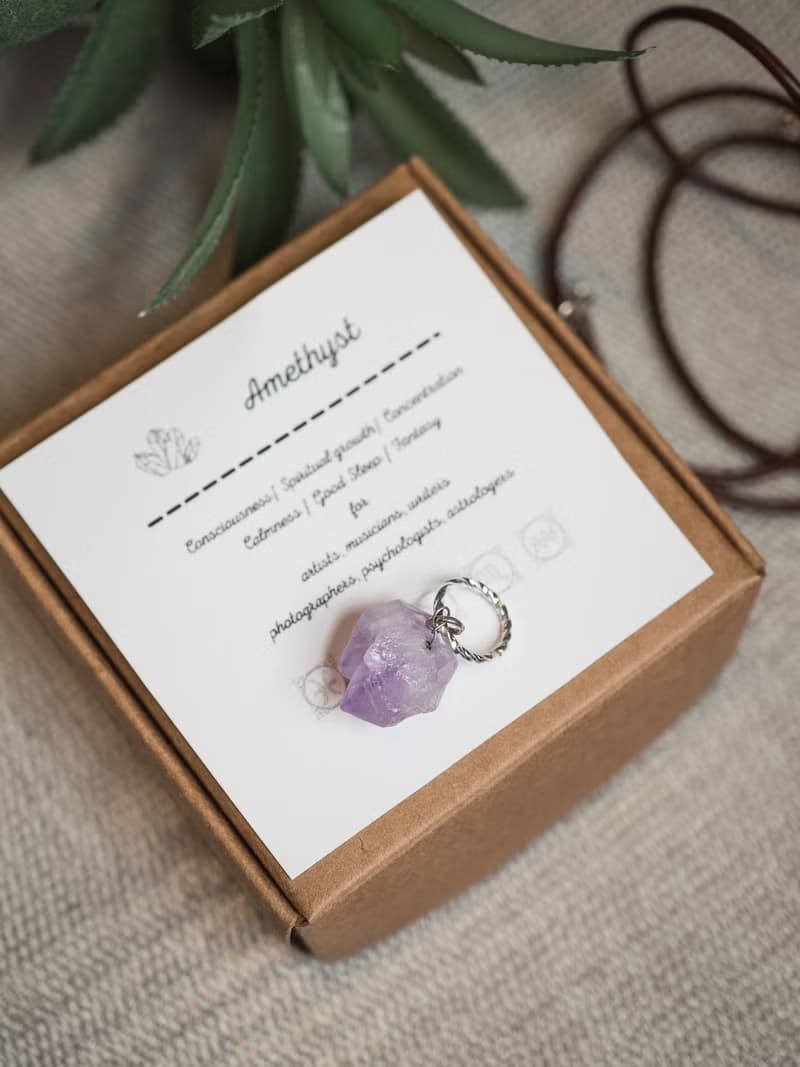 Rough Amethyst Necklace, 925 Sterling Silver, Aries, Pisces, Gemini, Aquarius