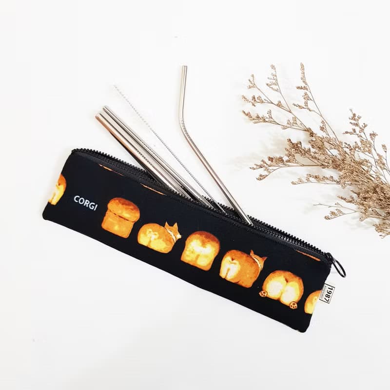 【柯基吐司】 餐具袋  環保 筆袋 刷具袋 聖誕