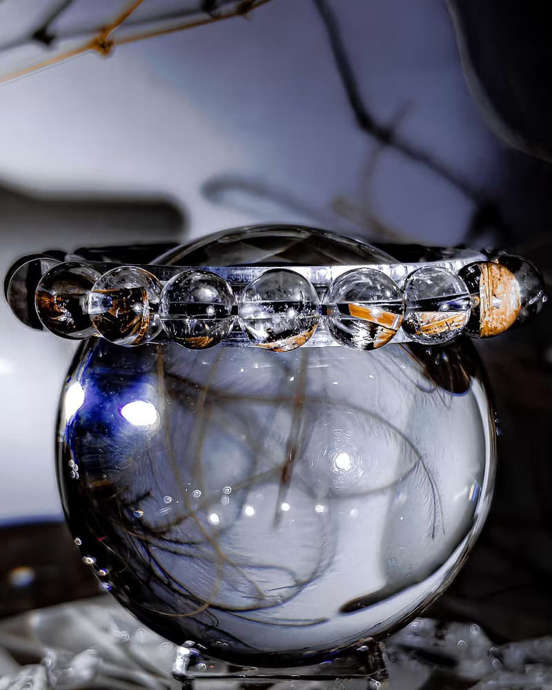 【母礦黑銀鈦】高品透料 天然蜻蜓鈦晶手鍊手串/一物一拍