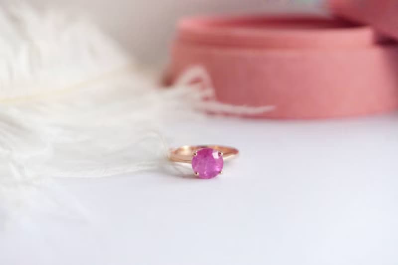 Natural Pink Sapphire Ring Silver925 with rosegold plated , promise ring
