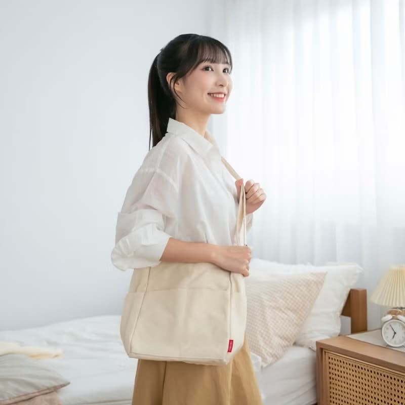 【站穩穩七格斜背袋】環保袋/手提袋/水壺袋/冰霸杯/帆布袋/斜背