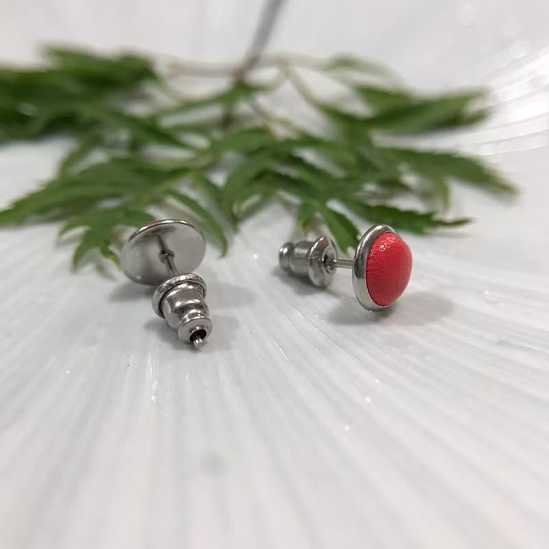 真皮皮革耳環 -桃紅(耳夾) 母親節 禮物