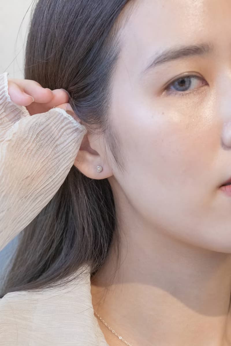 蛋白石925純銀簡約鑲邊耳環