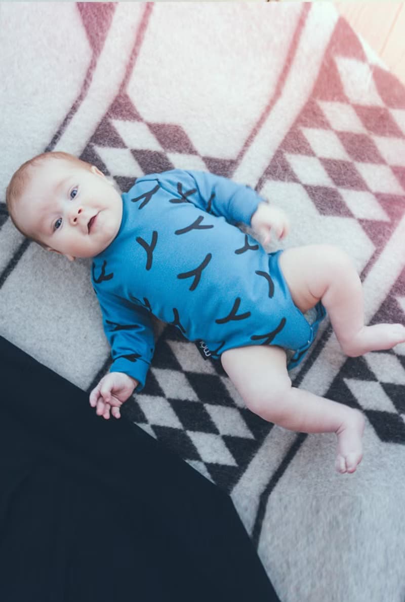 Moi Kids 冰島有機棉童裝包屁衣新生兒至18M藍色