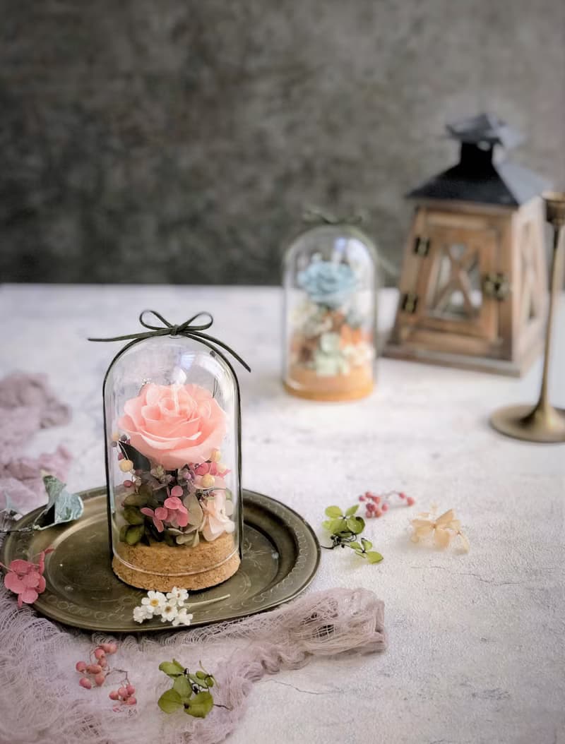 畢業情人節花束情人節花禮_經典花禮【單朵玫瑰玻璃罩盅】永生.