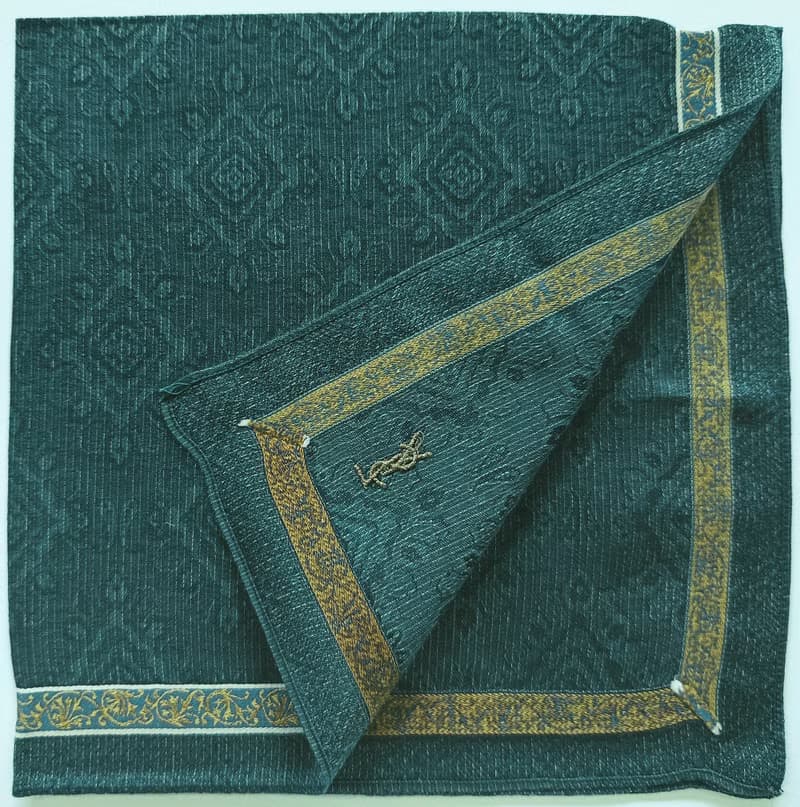 YvesSaintLaurent Vintage Handkerchief Pocket Square Green 18 x 18 inches