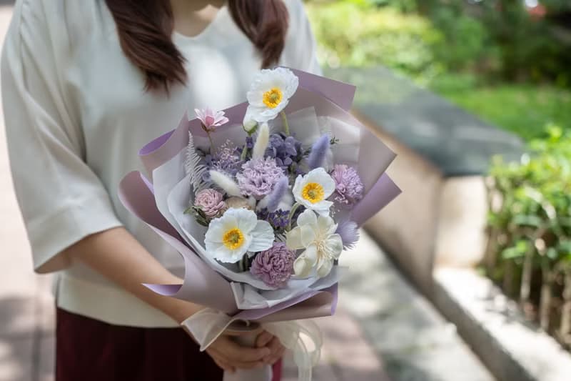 母親節淺紫色永生花束 - 康乃馨 | 永生花禮 | 母親節禮物
