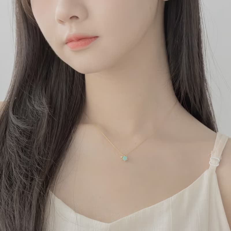 【雙子座生日石】蛋白石 White Opal 天然石項鍊 韓國製造