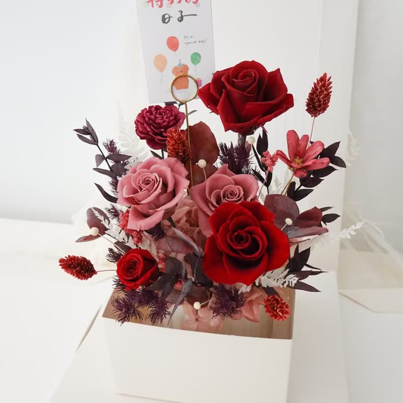 驚喜花盒-紅粉色【台北市親送/店面自取】