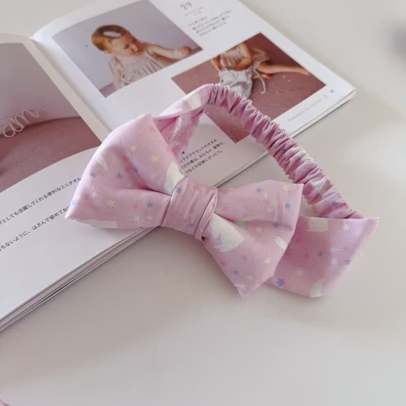 粉紅許願星月兔兔 荷葉圍兜寶寶髮帶 嬰兒禮物新生兒滿月禮