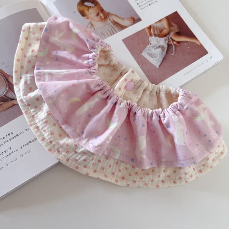 粉紅許願星月兔兔 荷葉圍兜寶寶髮帶 嬰兒禮物新生兒滿月禮