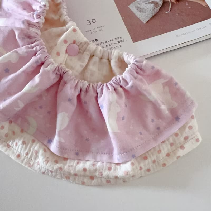 粉紅許願星月兔兔 荷葉圍兜寶寶髮帶 嬰兒禮物新生兒滿月禮