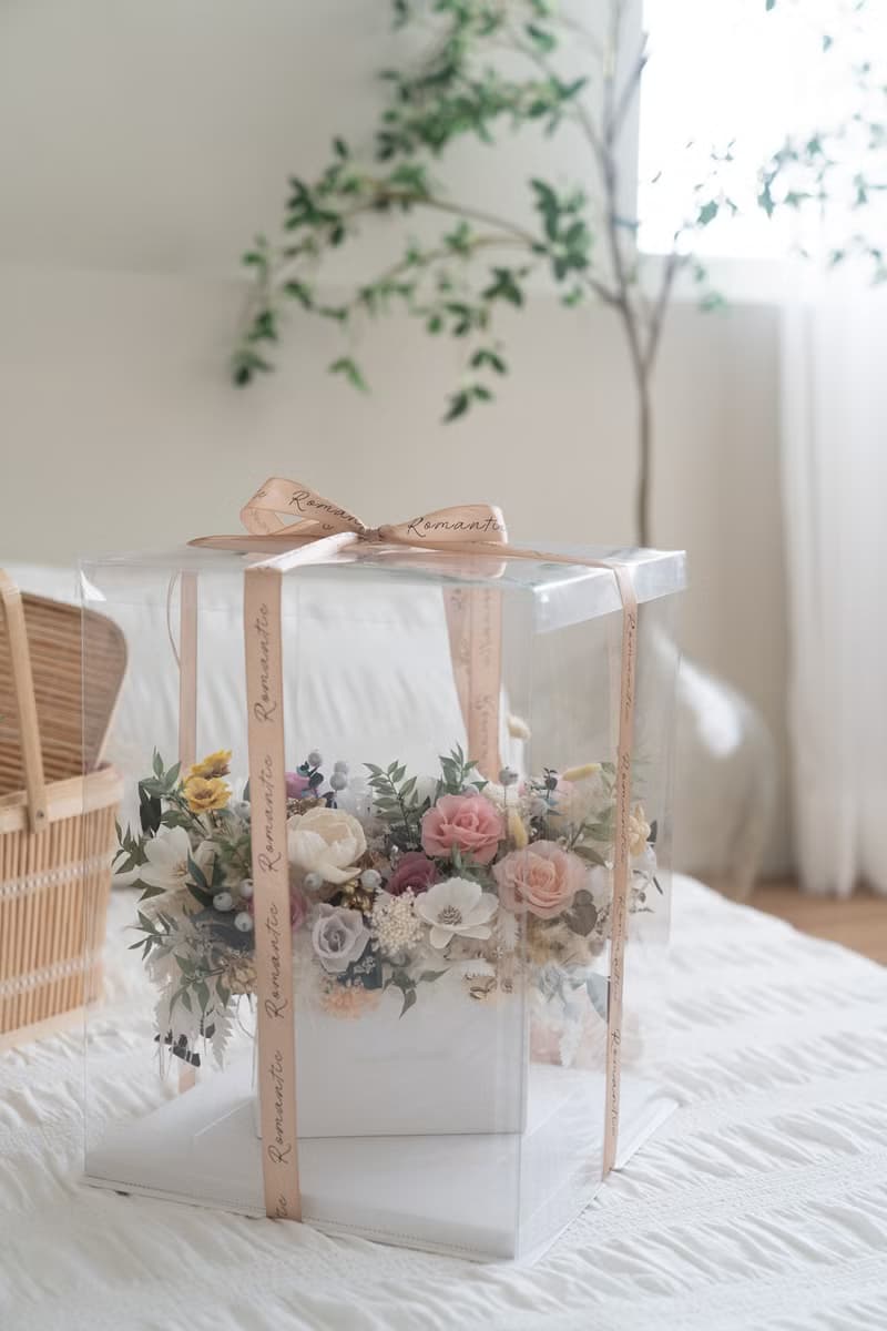 粉紫花園永生盆花 開幕花禮 喬遷賀禮 母親節 情人 生日 禮物
