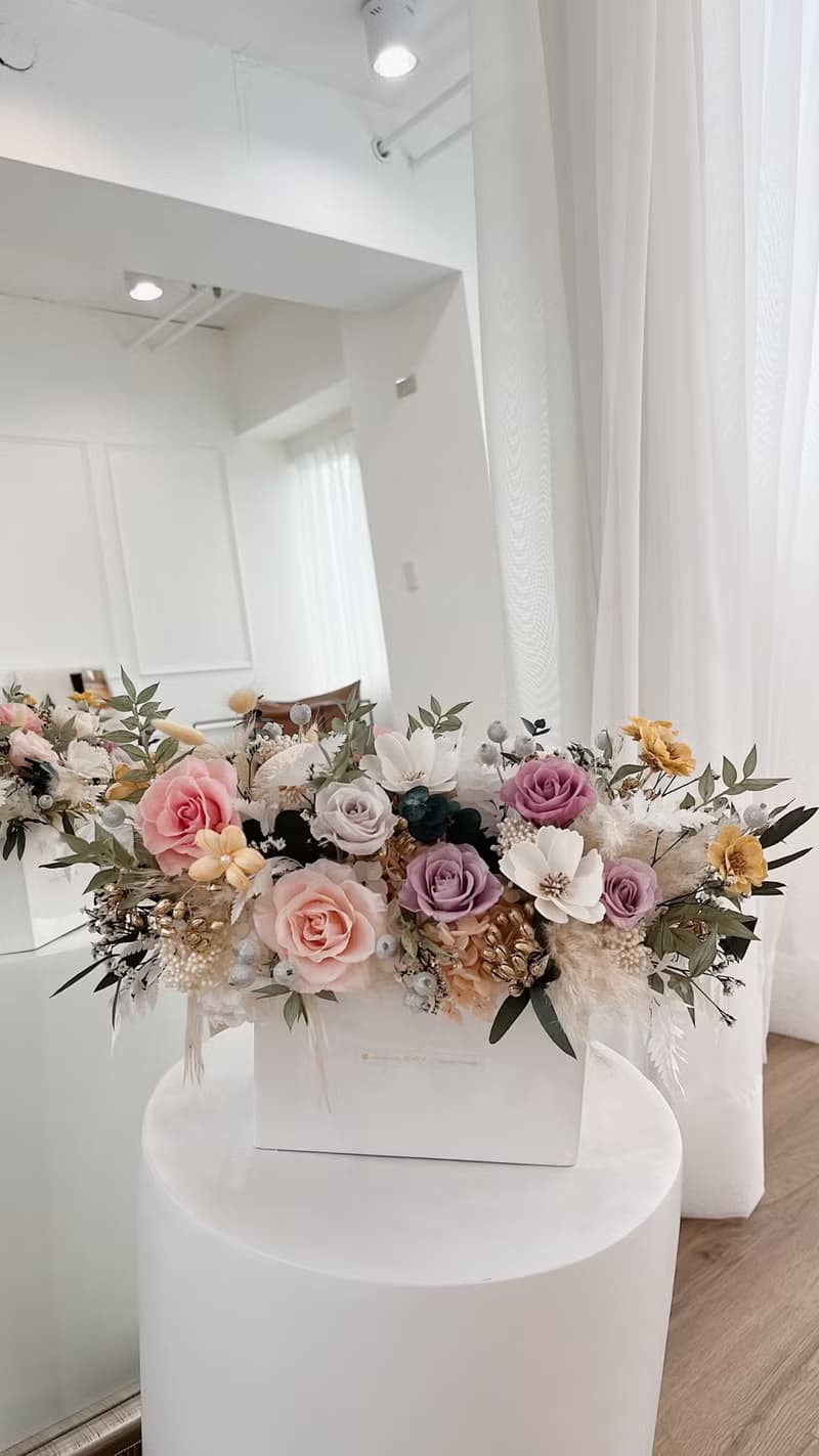 粉紫花園永生盆花 開幕花禮 喬遷賀禮 母親節 情人 生日 禮物