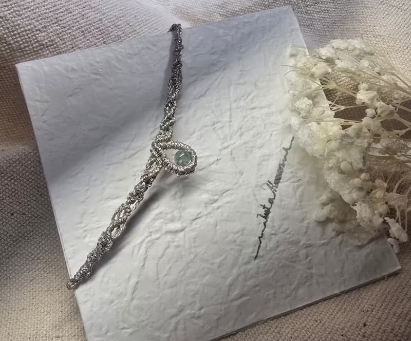 精靈密語 | 藍綠晶 圖騰編織手環 抽繩手環 可調節