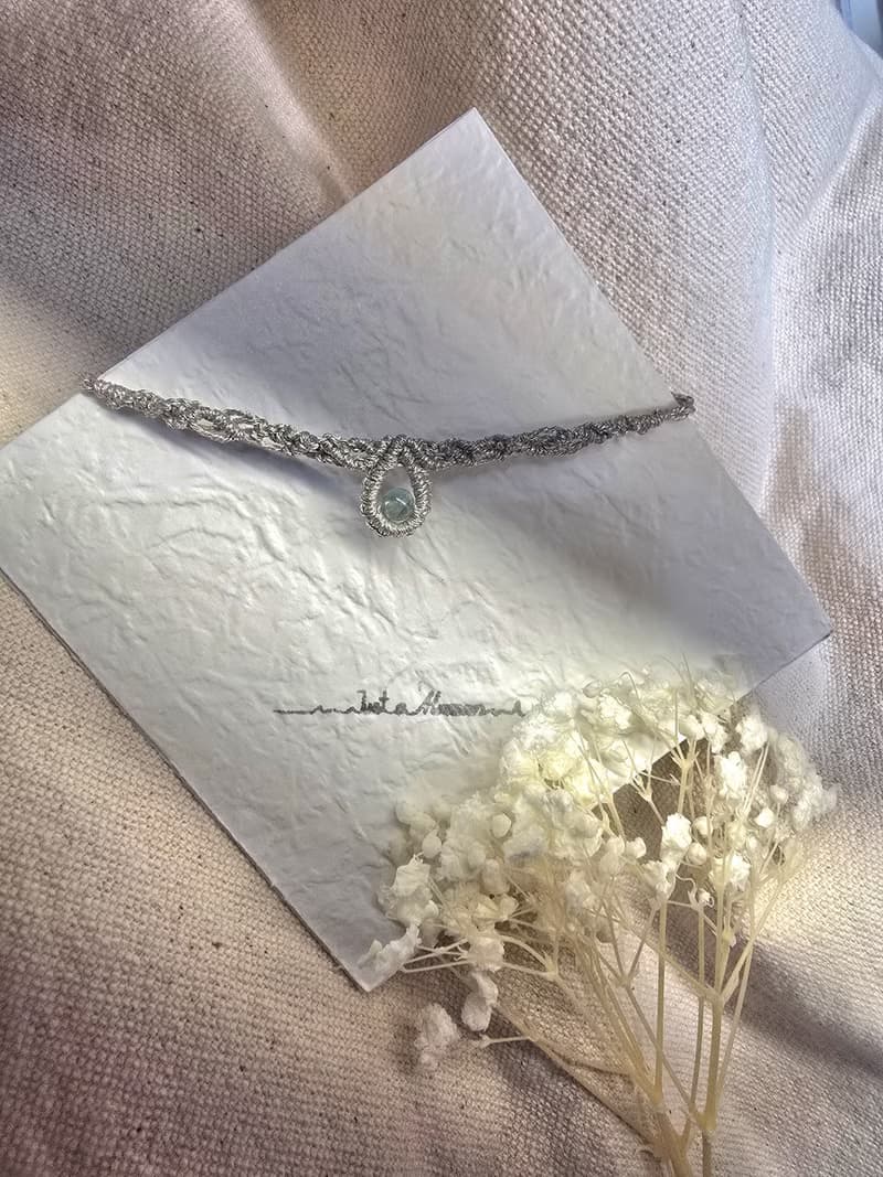 精靈密語 | 藍綠晶 圖騰編織手環 抽繩手環 可調節