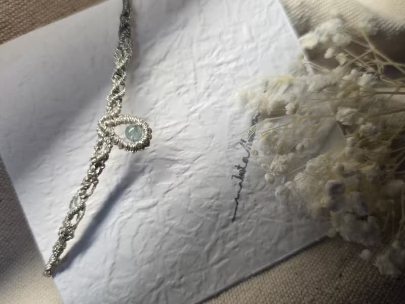 精靈密語 | 藍綠晶 圖騰編織手環 抽繩手環 可調節