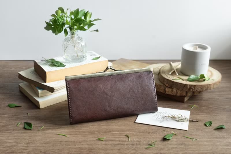 茶褐咖  水滴口金長夾 丨耐髒 防潑水 手作牛皮錢包丨禮物紀念