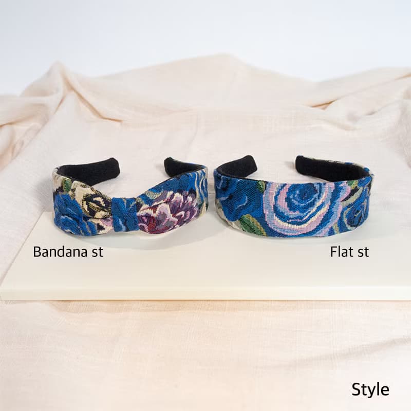blue flower jacquard hairband handmade headband