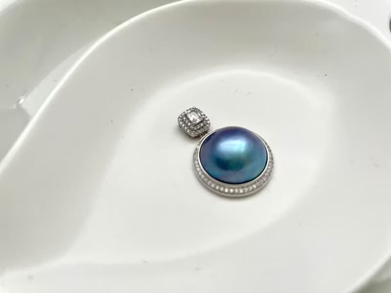 星空 馬貝珍珠  古典風格 純銀 吊墜 贈項鏈