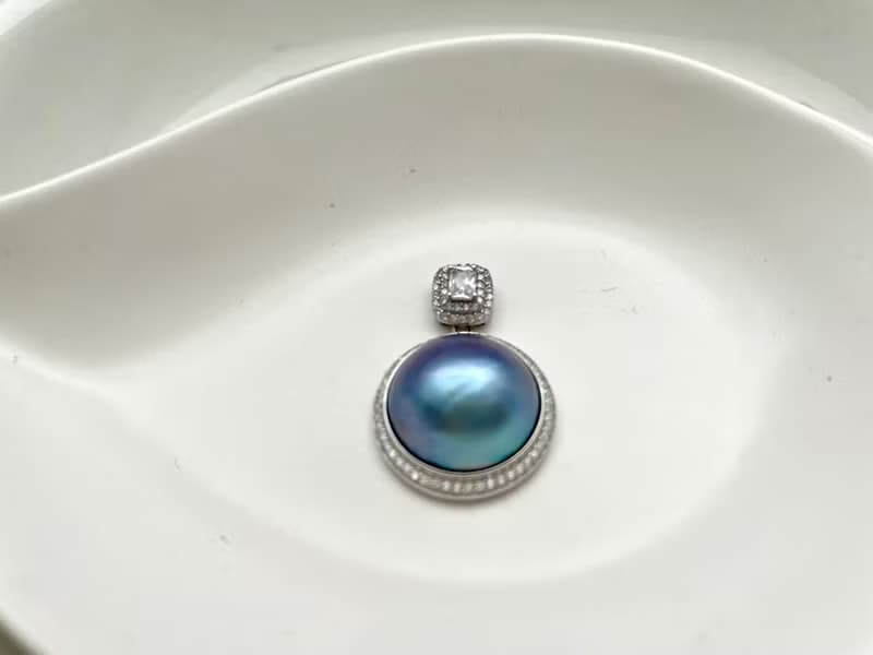 星空 馬貝珍珠  古典風格 純銀 吊墜 贈項鏈