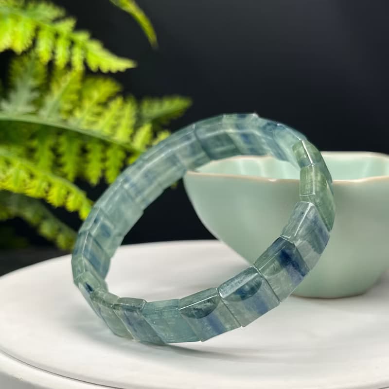 高品質綠藍晶石手排冰透顆顆貓眼藍晶石手環女溝通冷靜智慧勇氣